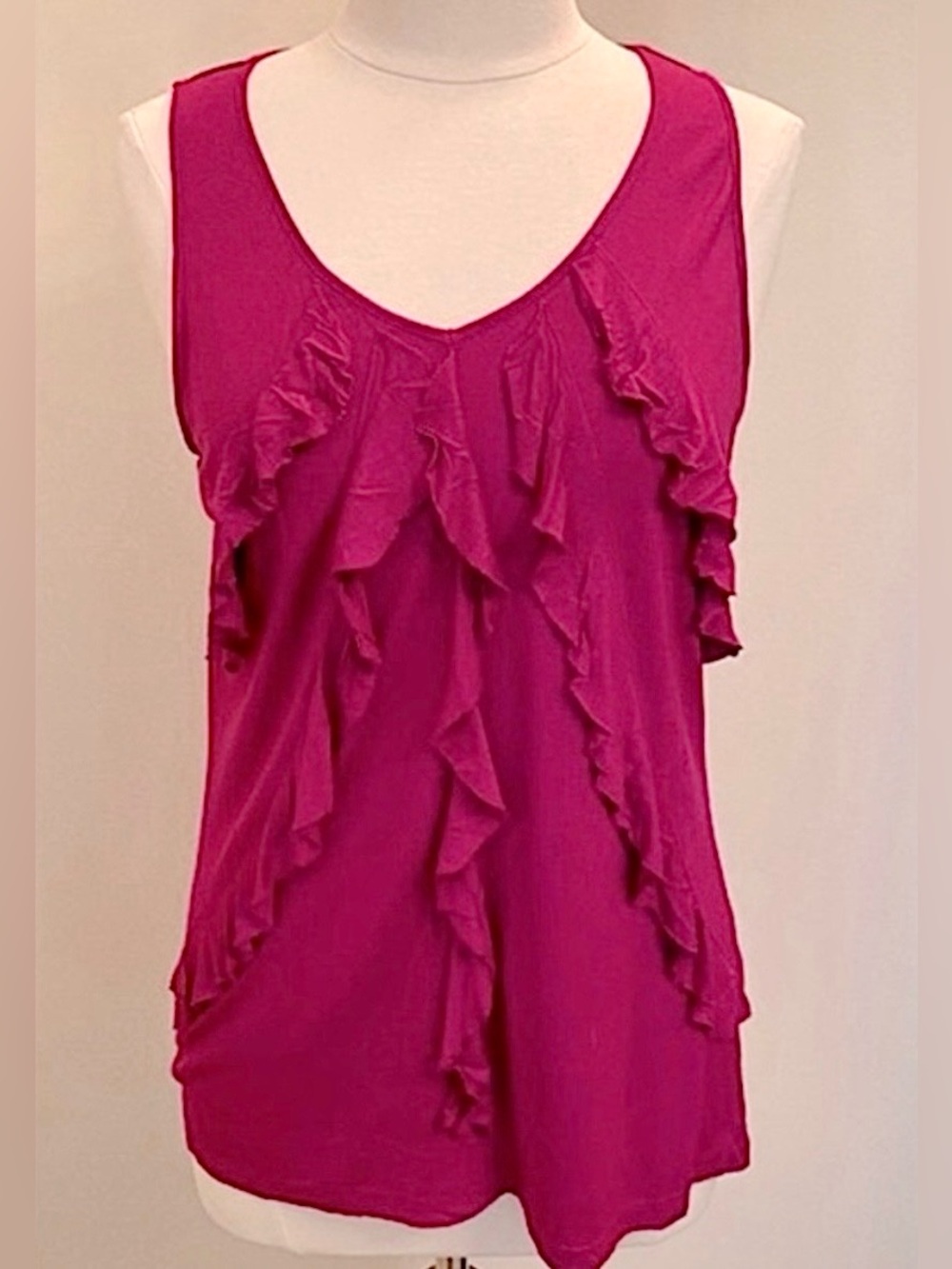 Apt. 9 Purple SZ L Feminine Boho Chic Elegant Business Casual Ruffled Tank Top